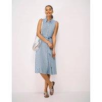 Crew Clothing Jersey Printed Midi Shirt Dress Blue Mix