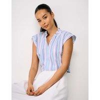 Crew Clothing Pure Cotton Double Cloth Striped Blouse Multi