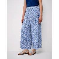 Crew Clothing Lyocell Blend Floral Wide Leg Trousers Blue Mix