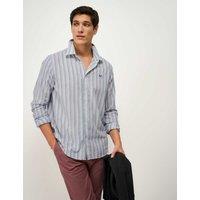 Crew Clothing Regular Fit Pure Cotton Striped Shirt Bright Blue
