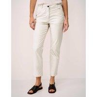 Crew Clothing Cotton Rich Striped Tapered Trousers Natural Mix