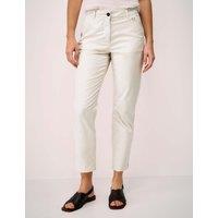 Crew Clothing Cotton Rich Striped Tapered Trousers Natural Mix