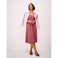 Crew Clothing Jersey Floral Square Neck Midi Dress Red Mix