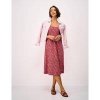 Crew Clothing Jersey Floral Square Neck Midi Dress Red Mix