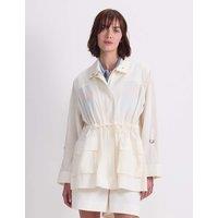 Sportscraft Lyocell Rich Funnel Neck Zip Up Windcheater Cream