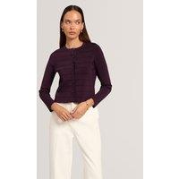 Ted Baker Textured Striped Crew Neck Cropped Cardigan Purple