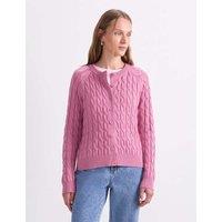 Sportscraft Pure Merino Wool Cable Knit Cardigan Pink