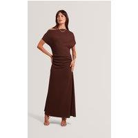 Ted Baker Jersey Asymmetric Midi Column Dress Dark Brown