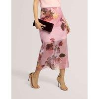 Ted Baker Floral Organza Midi Skirt Light Pink