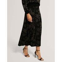 Ted Baker Wool Rich Jacquard Floral Midi A-Line Skirt Black