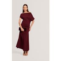 Ted Baker Jersey Asymmetric Midi Column Dress Burgundy