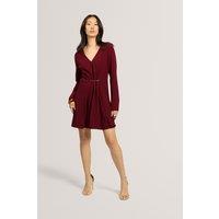 Ted Baker V-Neck Mini Skater Dress Burgundy