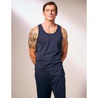 David Gandy Wellwear Premium Cotton Modal Blend Pyjama Vest Navy