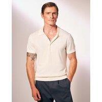 David Gandy Wellwear Cotton Rich Knitted Polo Shirt with Silk White