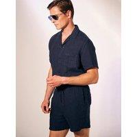David Gandy Wellwear Pure Linen Lightweight Elasticated Shorts Navy