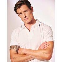 David Gandy Wellwear Pure Cotton Pique Open Collar Polo Shirt White