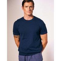 David Gandy Wellwear Cotton Rich Crew Neck Knitted Tee with Silk Navy