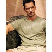 David Gandy Wellwear Cotton Rich Crew Neck Knitted Tee with Silk Sage