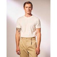 David Gandy Wellwear Cotton Rich Crew Neck Knitted Tee with Silk White