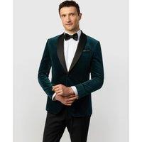 Ted Baker Slim Fit Pure Cotton Velvet Tuxedo Jacket Teal