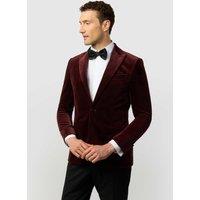 Ted Baker Slim Fit Pure Cotton Velvet Tuxedo Jacket Burgundy