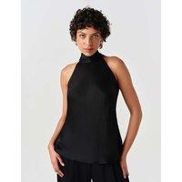 Ghost Satin High Neck Top Black