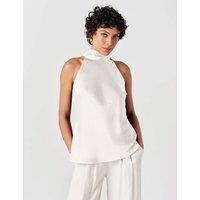 Ghost Satin High Neck Top Ivory