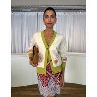Never Fully Dressed Cardigan with Charms Embroidery Cream Mix