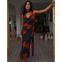 Never Fully Dressed Floral Cowl Neck Midaxi Column Dress Black Mix