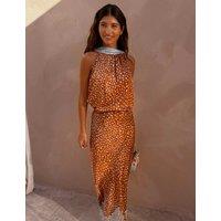 Never Fully Dressed Animal Print Halter Neck Tie Detail Top Brown Mix