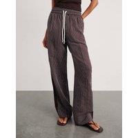 Jag Linen Rich Striped Wide Leg Trousers Brown Mix