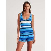 Jag Pure Cotton Striped Vest Top Blue Mix