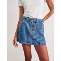 Jag Denim Belted Striped Mini Skirt Blue