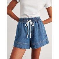 Jag Denim Striped High Waisted Shorts Blue