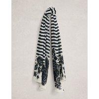 White Stuff Cotton Blend Floral Scarf Navy Mix