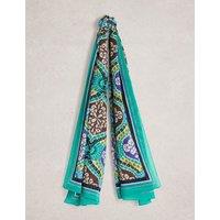 White Stuff Pure Cotton Printed Beach Scarf Blue Mix