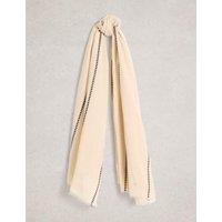 White Stuff Pure Cotton Striped Scarf Natural Mix