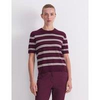 Sportscraft Pure Wool Striped Knitted T-Shirt Purple