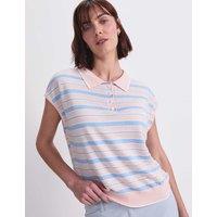 Sportscraft Silk Rich Knitted Striped Polo Shirt Multi
