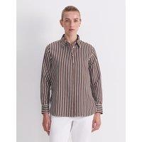Sportscraft Cotton Rich Striped Shirt with Silk Brown