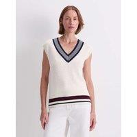 Sportscraft Pure Cotton Textured V-Neck Knitted Vest White