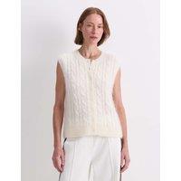 Sportscraft Mohair Blend Cable Knit Button Through Vest Cream