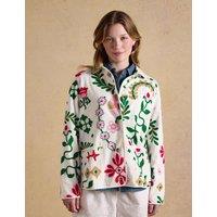 Joules Pure Cotton Embroidered Collared Jacket Cream Mix