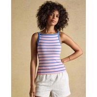 Joules Cotton Rich Striped Ribbed Square Neck Vest Pink Mix
