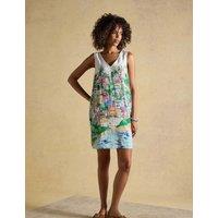 Joules Linen Blend Printed V-Neck Mini Shift Dress Multi