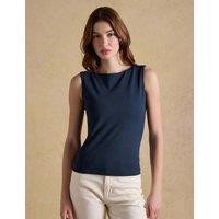 Joules Cotton Rich Jersey Slash Neck Vest Navy