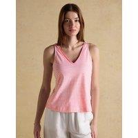Joules Jersey Striped V-Neck Relaxed Vest Top Pink Mix