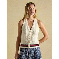 Joules Pure Cotton Textured V-Neck Knitted Vest Cream Mix