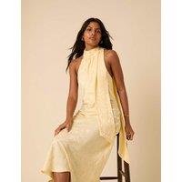 Nobody's Child Satin Halter Neck Maxi Slip Dress Yellow