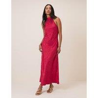 Nobody's Child Satin Halter Neck Maxi Slip Dress Pink